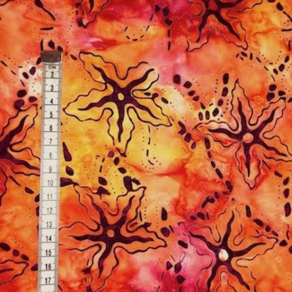 ORANGE - Spring Garden - Batikstoff aus Indonesien